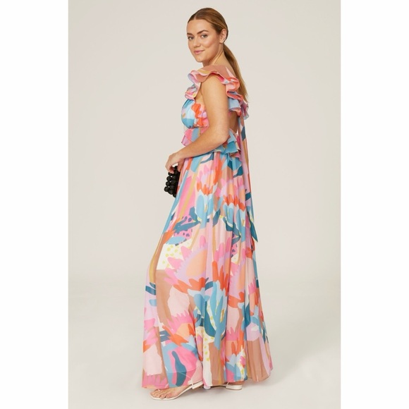 Multi Print Large Ruffle Maxi Dress - Picture 2 of 8